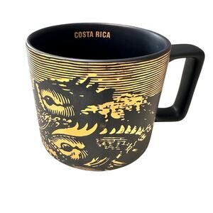Starbucks Matte Black Gold Fish Costa Rica Ceramic Mug Cup 14oz 2016